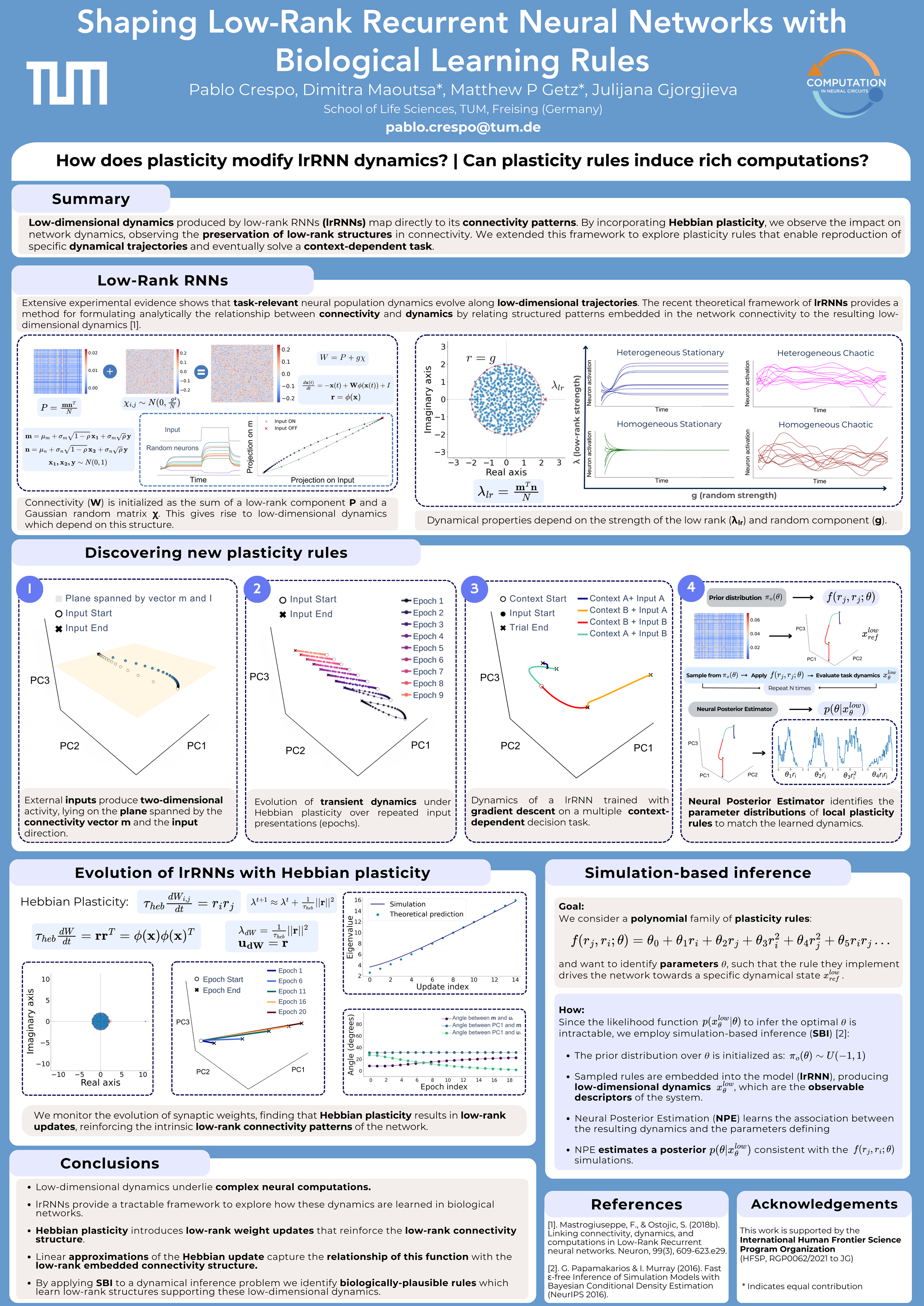 Shaping low-rank recurrent neural networks with biological learning rules - Pablo Crespo, Dimitra Maoutsa, Matt Getz